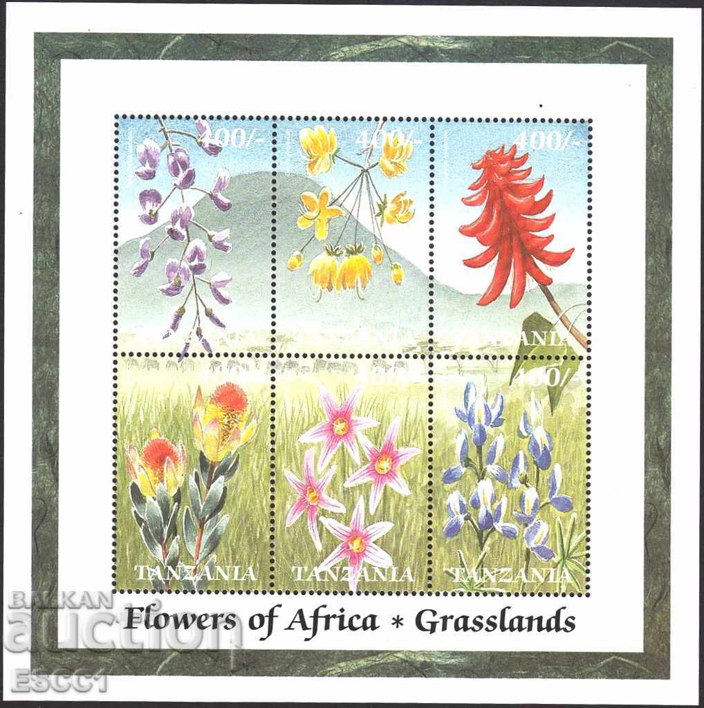 Чисти марки в малък лист Флора Цветя 1999 от Танзания