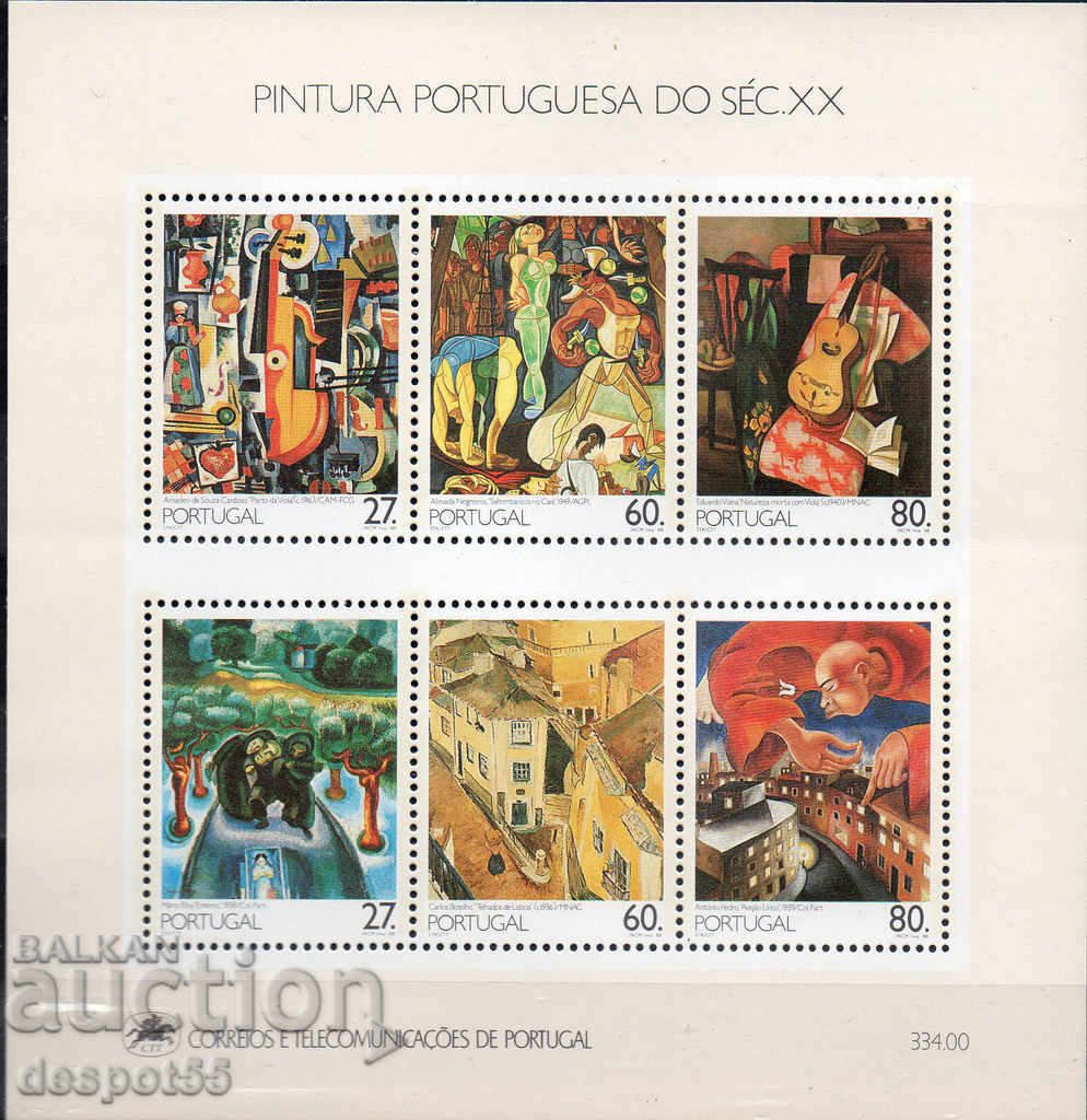 1988. Portugal. 20th-century paintings. Block.