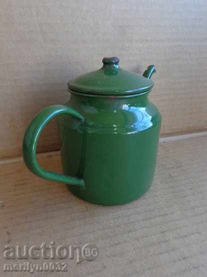 ceainic emailat vechi, ibric de cafea, ceainic vas cu email - 5