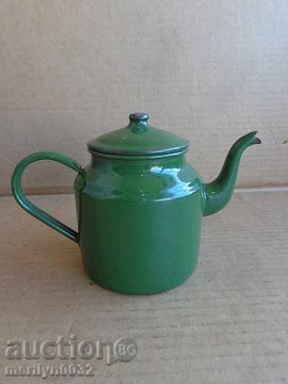 Old enamelled kettle, coffee pot, jug with enamel
