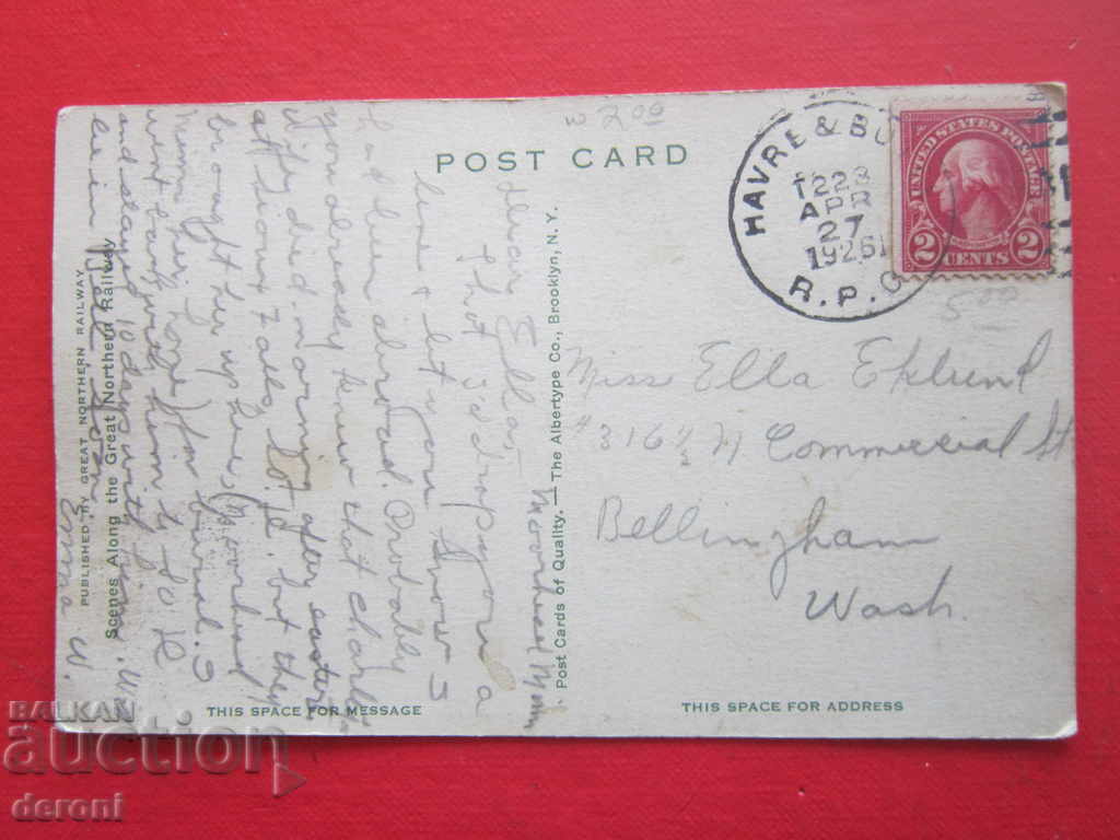 Delivery of American Postcard 1926 postage stamp 2 cents Delivery of American Postcard 1926 postage stamp 2 cents