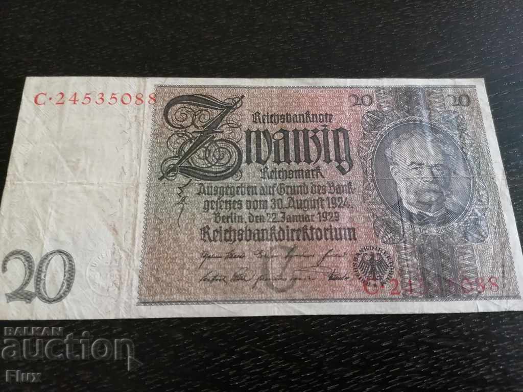Banknote - Germany - 20 Marks | 1929 with price 9.00 BGN | € 4.60 Banknote - Germany - 20 Marks | 1929 with price 9.00 BGN | € 4.60