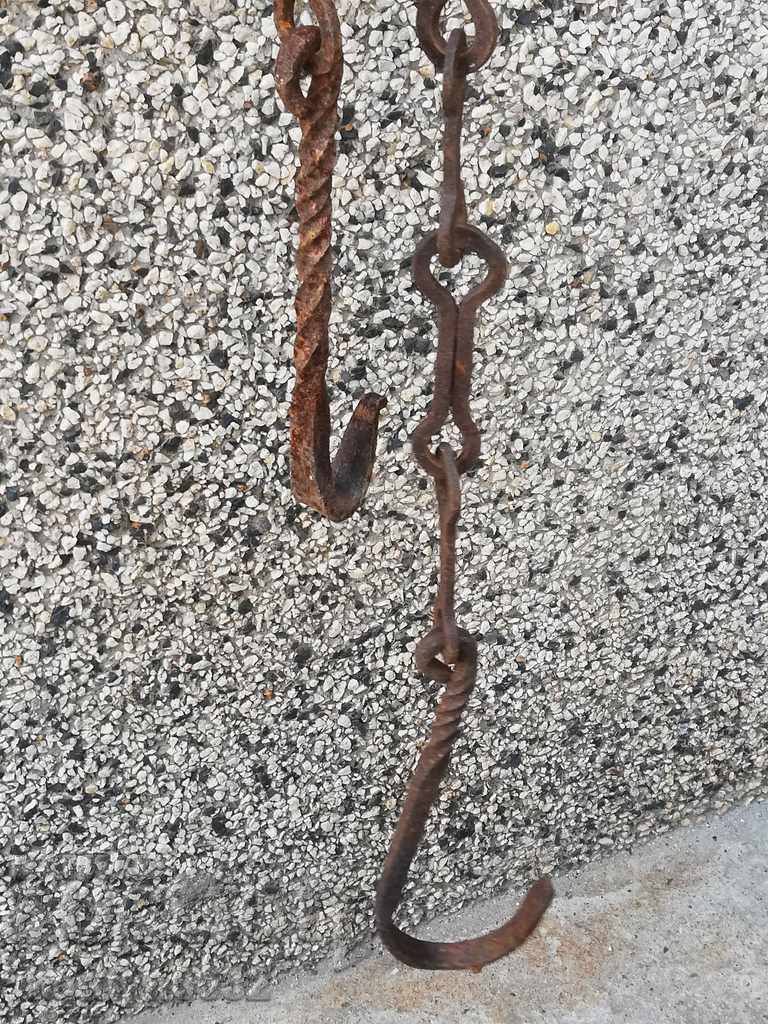 Old forged chain with hook, hearth for hearth chain hook - 5 Old forged chain with hook, hearth for hearth chain hook - 5
