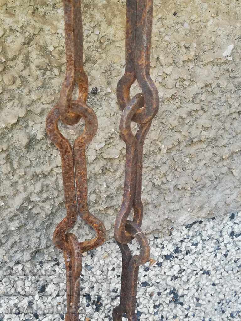 Old forged chain with hook, hearth for hearth chain hook - 6 Old forged chain with hook, hearth for hearth chain hook - 6
