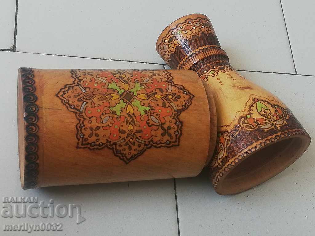 Delivery of Written pyrographed wooden brandy bottle Delivery of Written pyrographed wooden brandy bottle