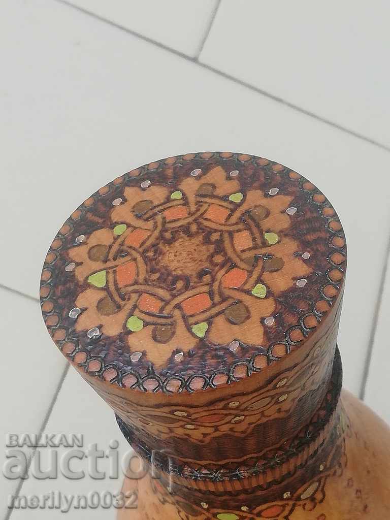 Written pyrographed wooden brandy bottle - 5 Written pyrographed wooden brandy bottle - 5