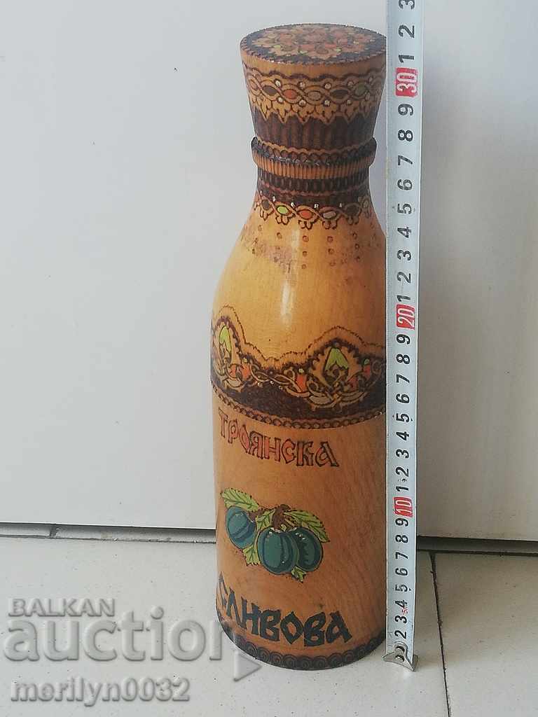 Written pyrographed wooden brandy bottle - 6 Written pyrographed wooden brandy bottle - 6