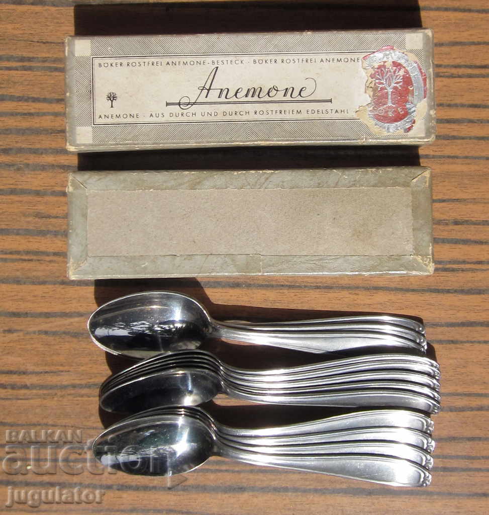 Auction  a set of old antique German teaspoons ANEMONE