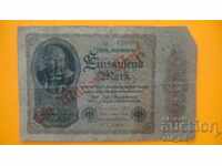 Банкнота 1000 марки 1922 г.-с надпечатка, изключително рядка
