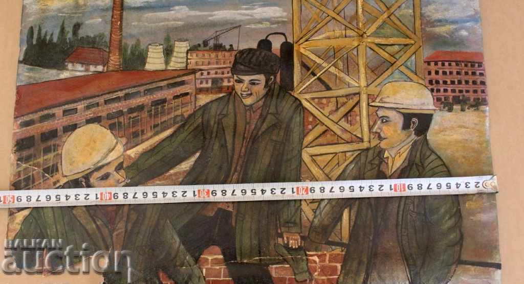 Auction SOC REALISM PICTURE WORKERS FACTORY VATENKA HELMET WORKERS Auction SOC REALISM PICTURE WORKERS FACTORY VATENKA HELMET WORKERS