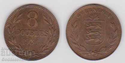Great Britain Guernsey 8 Double Rare Coin 1933
