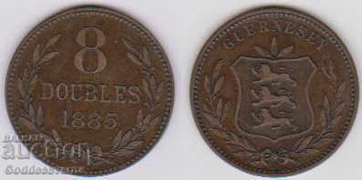 Great Britain Guernsey 8 Double Rare Coin 1886