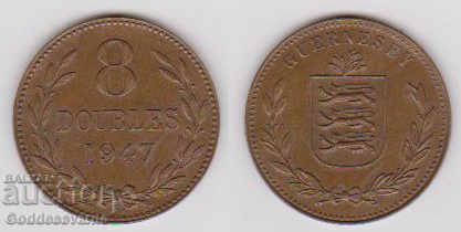 Μεγάλη Βρετανία Guernsey 8 διπλό σπάνιο νόμισμα 1947