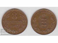 Great Britain Guernsey 8 Double Rare Coin 1947