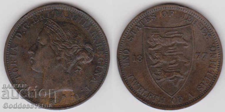 Great Britain Jersey 1/12 Of A Shilling Coin  1877