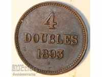 Μεγάλη Βρετανία Guernsey 4 διπλό σπάνιο νόμισμα 1893