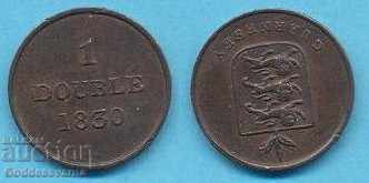 Marea Britanie Guernsey 1 monedă dublă rară 1830