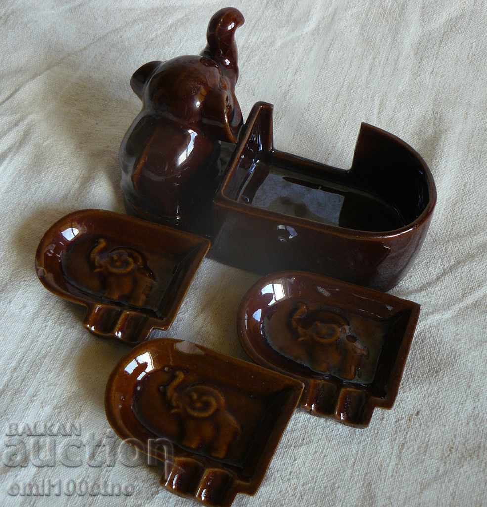 Made in Occupied Japan Stand Figure Elephant with 3 ashtray - 7