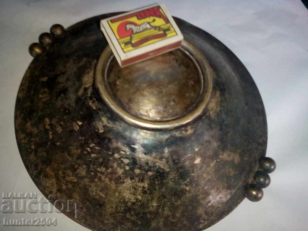 Authentic old bowl, bronze, silver-plated, diam. 25 cm. with ears with price 19.95 BGN | € 10.20 Authentic old bowl, bronze, silver-plated, diam. 25 cm. with ears with price 19.95 BGN | € 10.20