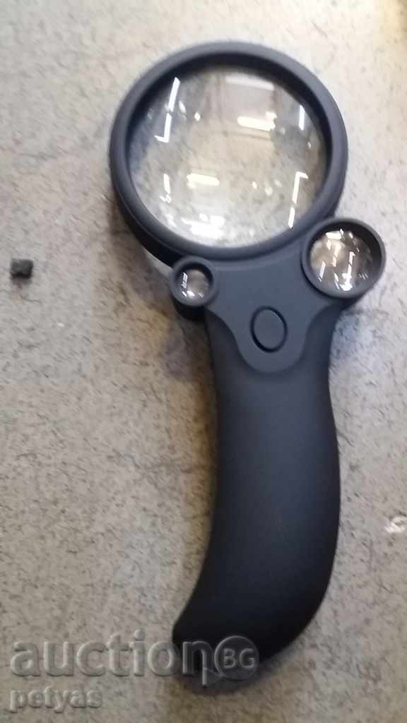 LED magnifier + UV light 3 magnifications - 2.5x, 25X, 55X