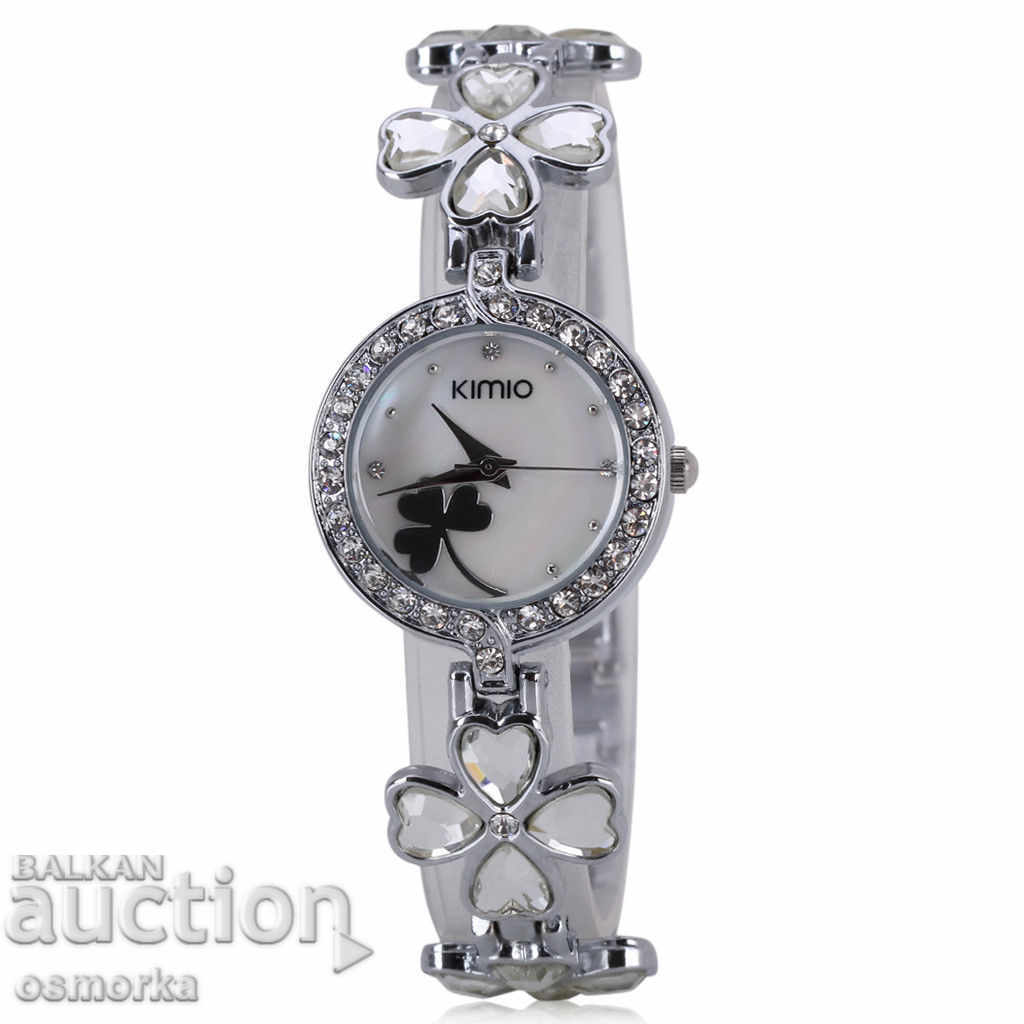 KIMIO beautiful ladies watch with white pebbles and bloom style with price 13.00 BGN | € 6.65 KIMIO beautiful ladies watch with white pebbles and bloom style with price 13.00 BGN | € 6.65