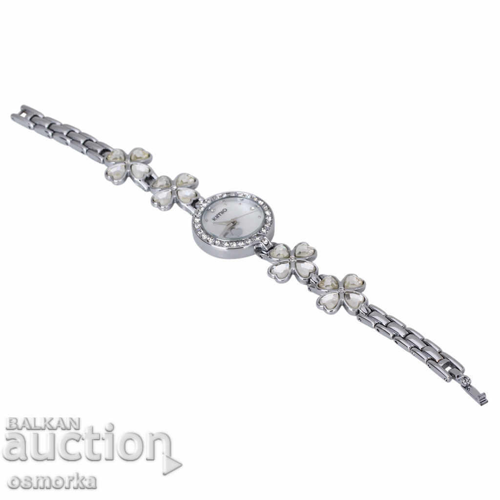 Delivery of KIMIO beautiful ladies watch with white pebbles and bloom style Delivery of KIMIO beautiful ladies watch with white pebbles and bloom style