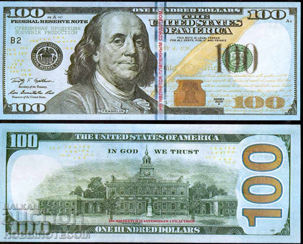 USA USA SOUVENIR BACK 100 x 100 $ 10.000 $ έκδοση 2009 UNC