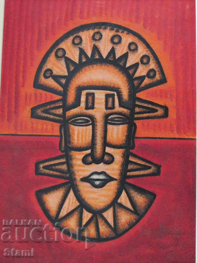 African mask painting with oil paint - 5 African mask painting with oil paint - 5