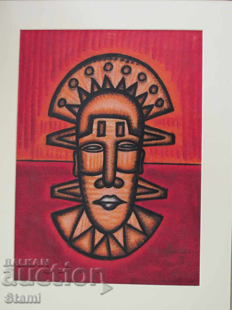 African mask painting with oil paint - 6 African mask painting with oil paint - 6