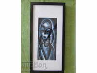 Stylized African woman in blue oil painting
