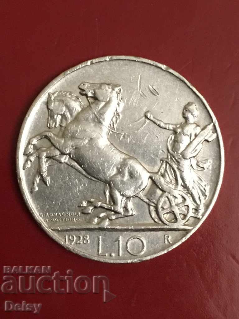 Italy 10 pounds 1928 Rare!