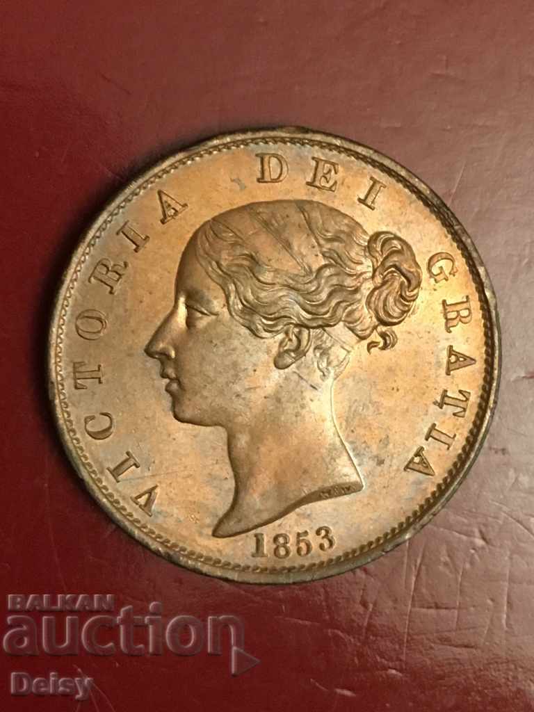 Marea Britanie 1/2 pennii 1853 UNC!
