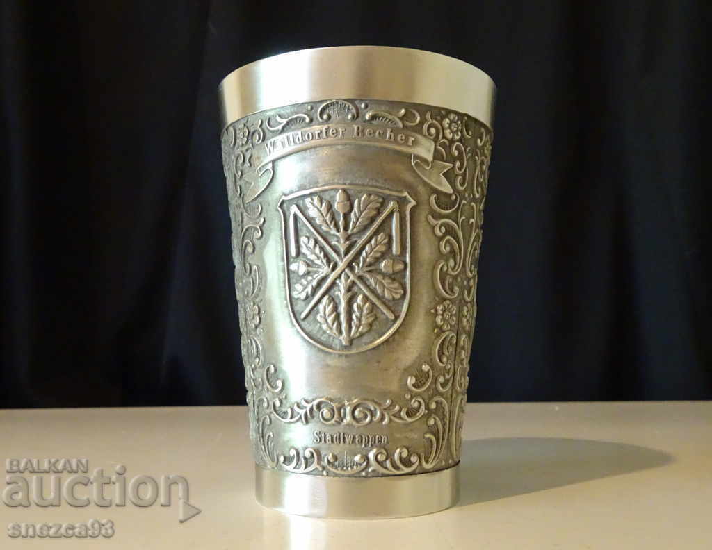 Engraved pewter wine goblet with price 45.00 BGN | € 23.01 Engraved pewter wine goblet with price 45.00 BGN | € 23.01