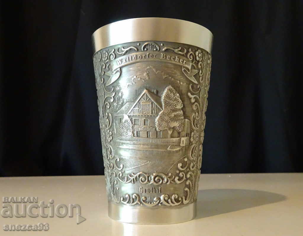 Engraved pewter wine goblet Engraved pewter wine goblet