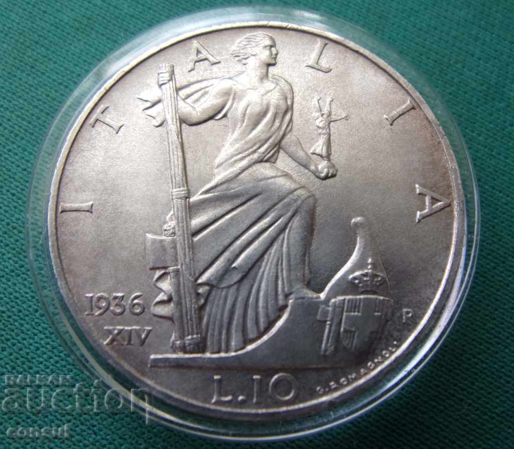 Italy 10 pounds 1936 Rare