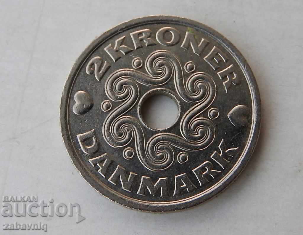 Уникална монета 2 крони 1997 г.  ДАНИЯ