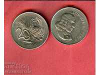 Africa de Sud 20 Cenți - floare - emisiune - issue 1965 NOU UNC