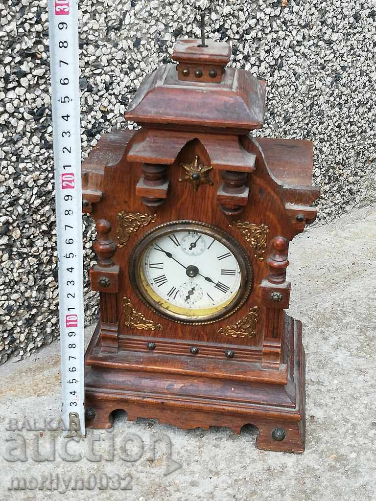 Licitație ceas vechi de pe desktop cu cadran excelent, ceas cu alarmă, joker