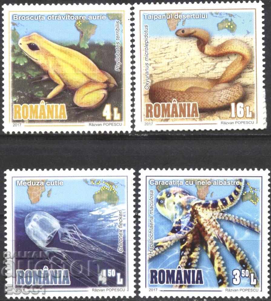 Чисти марки Фауна Змия Жаба Медуза Октопод  2017 от Румъния
