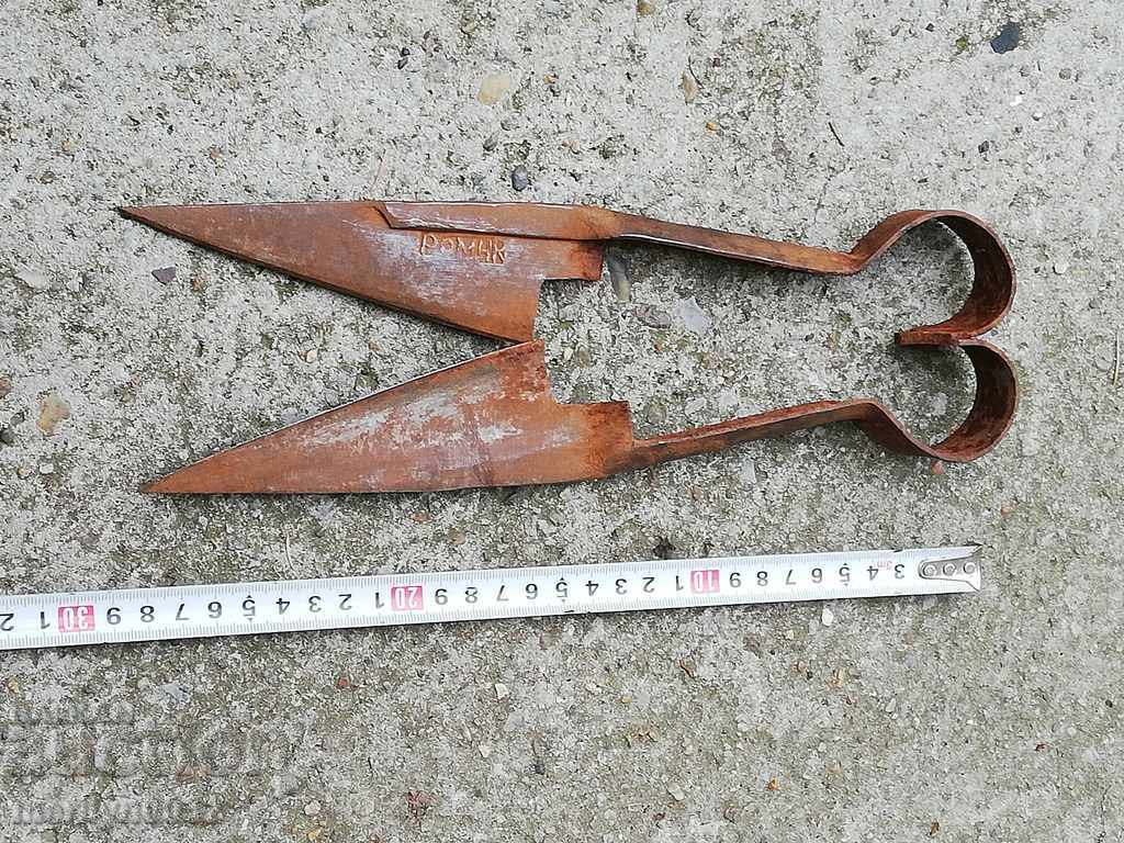 Auction Old hand forged scissors, wrought iron with seal Auction Old hand forged scissors, wrought iron with seal