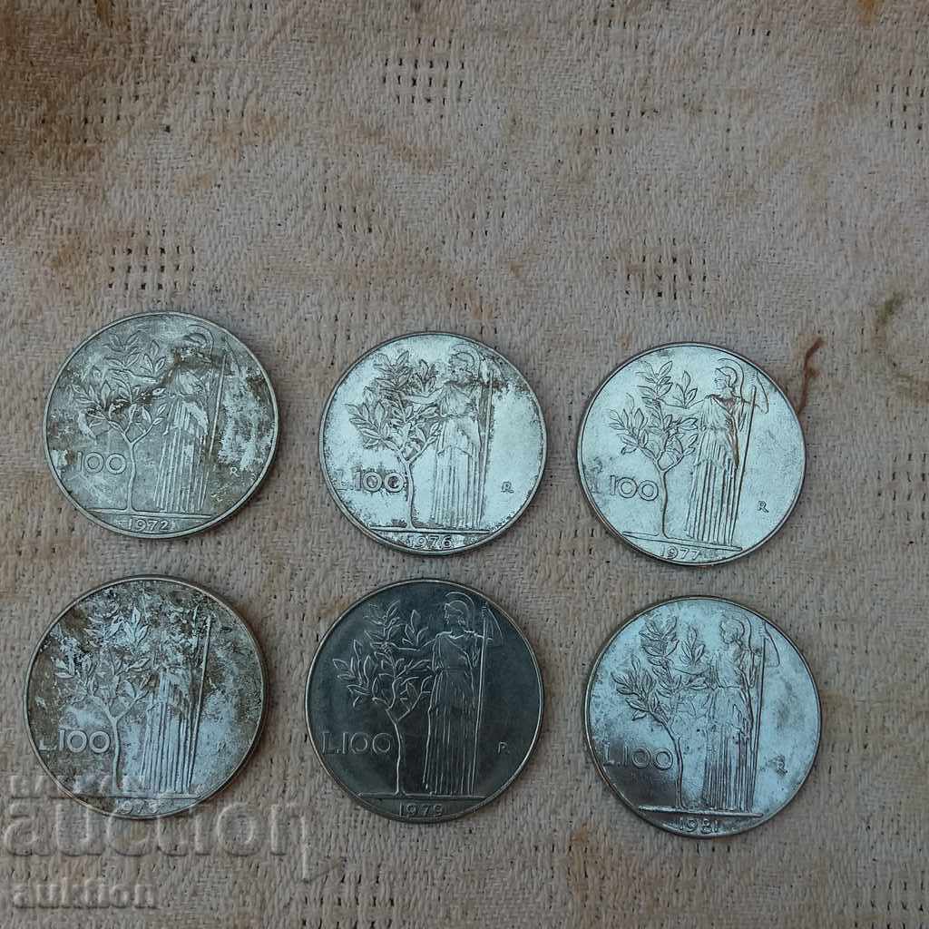 COLLECTION OF 6 PIECES PER 100 PIECES ITALY DIFFERENT YEARS with price 1.99 BGN | € 1.02 COLLECTION OF 6 PIECES PER 100 PIECES ITALY DIFFERENT YEARS with price 1.99 BGN | € 1.02