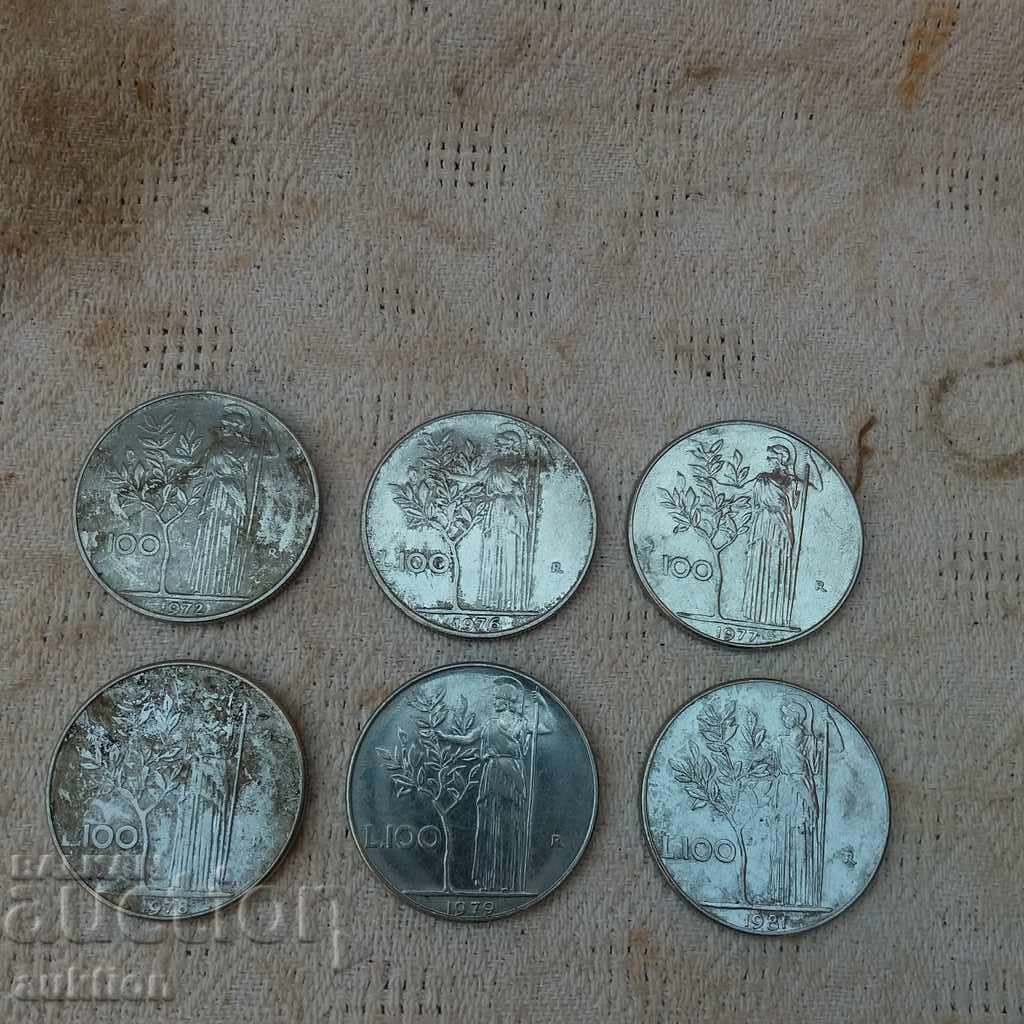 COLLECTION OF 6 PIECES PER 100 PIECES ITALY DIFFERENT YEARS