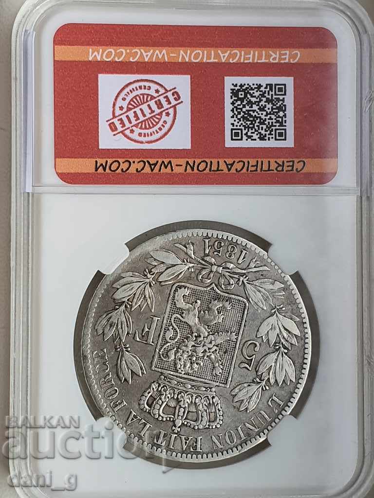 5 franci 1851 Belgia cu preț € 200.00 | 391.17 BGN