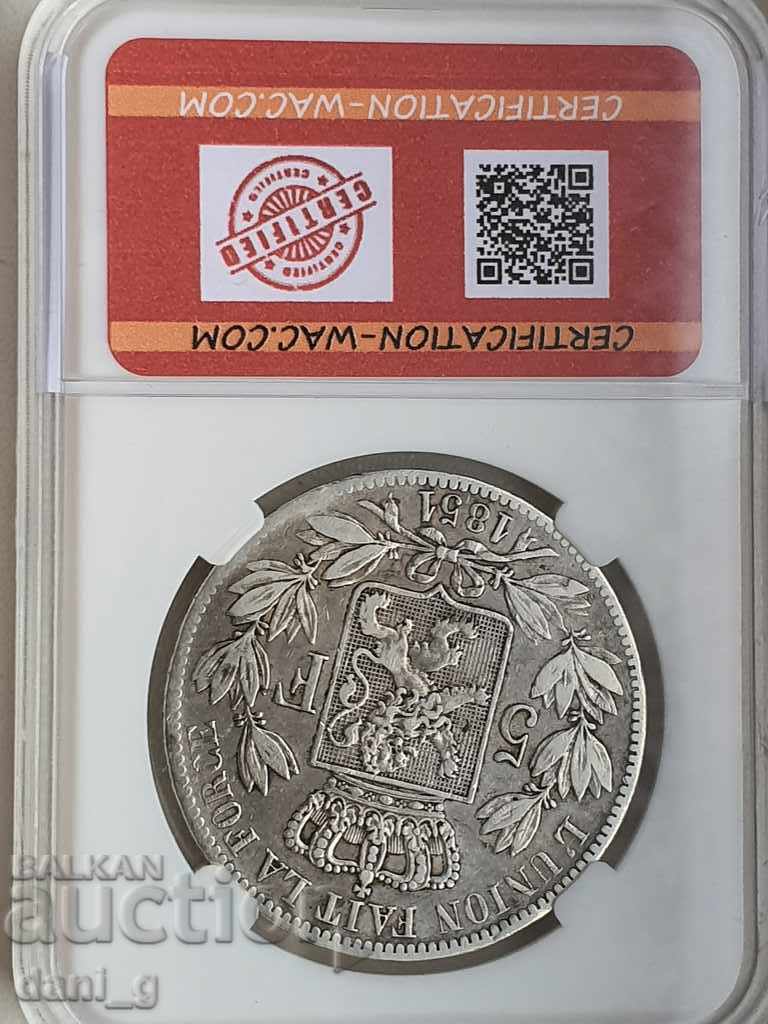 Livrarea 5 franci 1851 Belgia