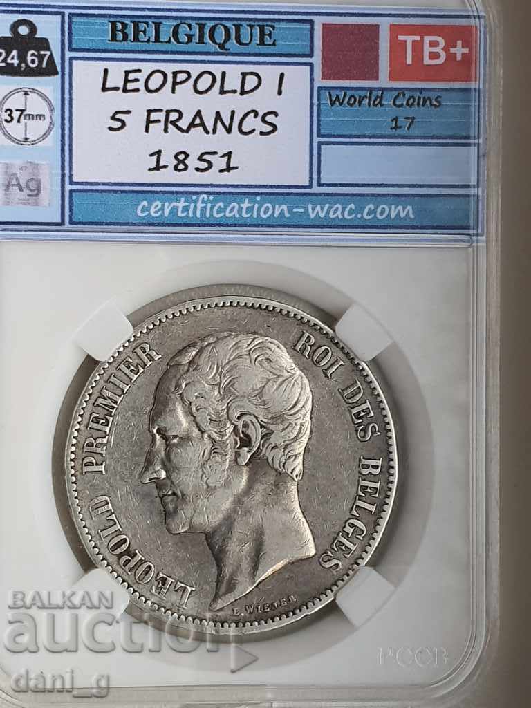 5 φράγκα 1851 Βέλγιο