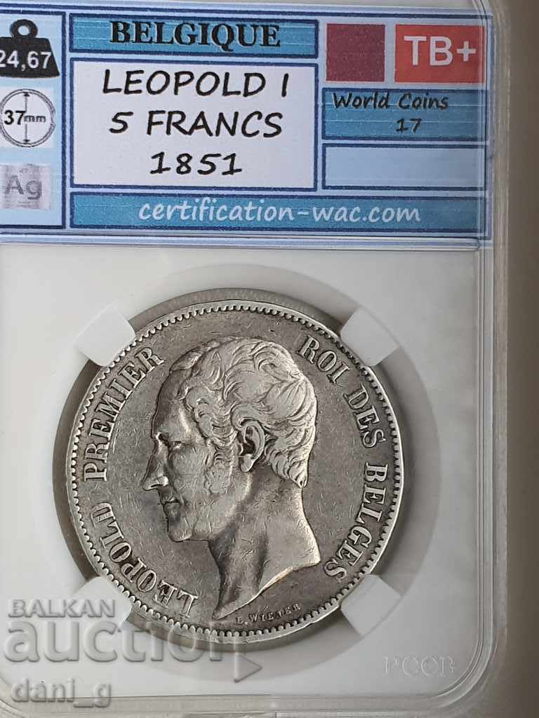 5 franci 1851 Belgia