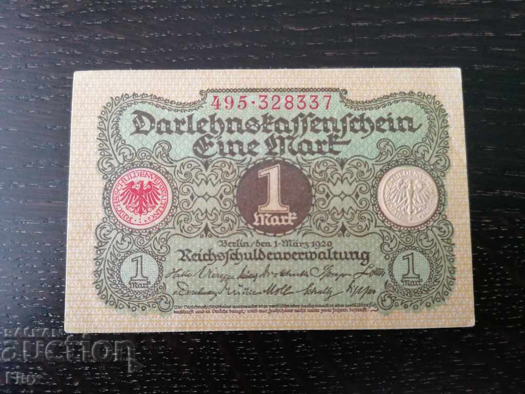 Банкнота - Германия - 1 марка UNC | 1920г. с цена 10.00 лв. | € 5.11