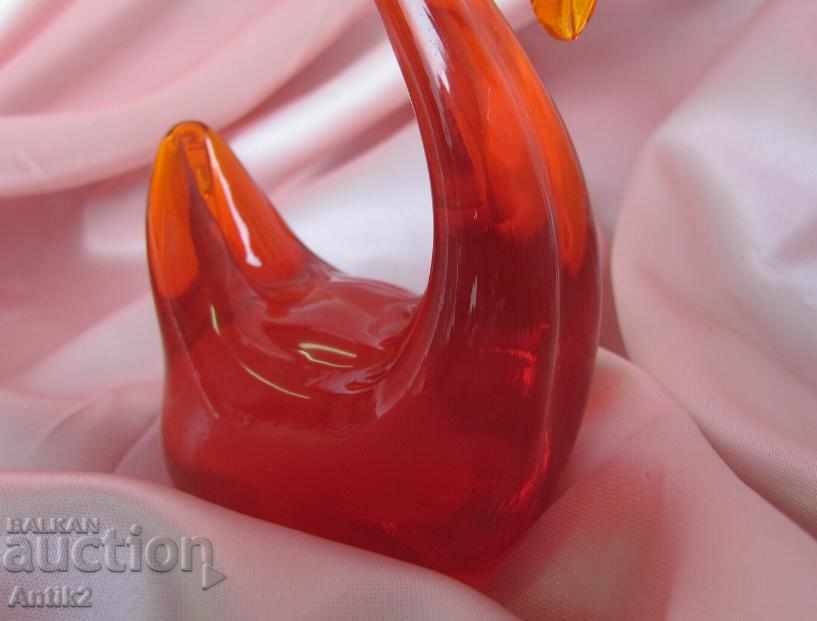 Old Crystal Potassium Glass Figurine-Swan - 5 Old Crystal Potassium Glass Figurine-Swan - 5