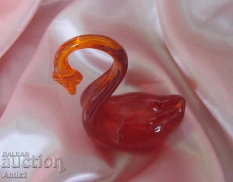 Old Crystal Potassium Glass Figurine-Swan - 7 Old Crystal Potassium Glass Figurine-Swan - 7