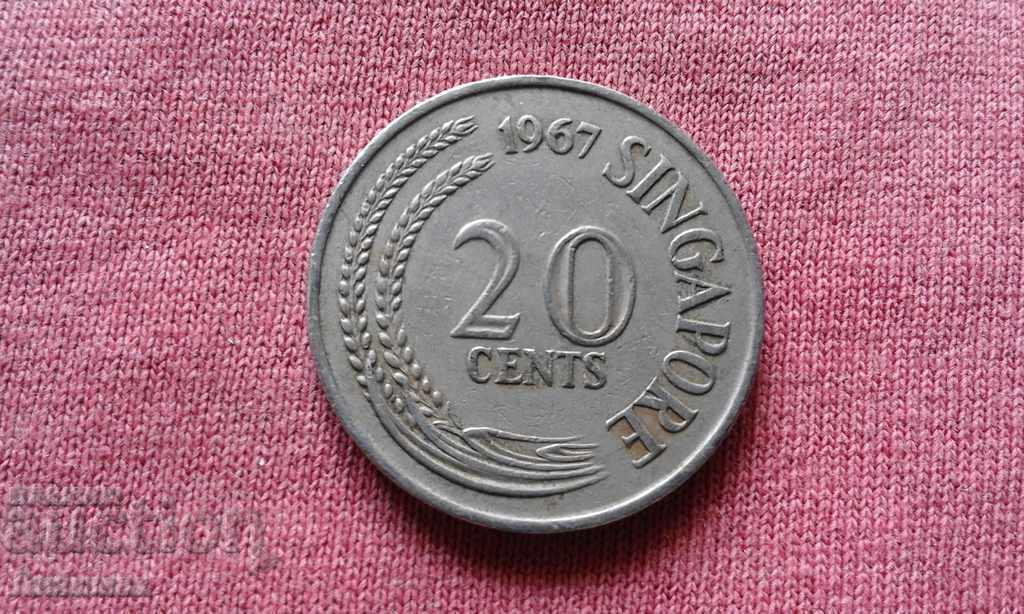 20 цента 1967 г. Сингапур